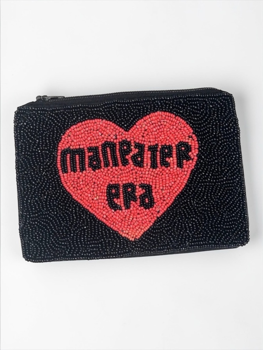 Maneater Era Beaded Zipper Pouch NWT Heart Clutch Makeup Bag